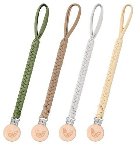 CLDY Baby Schnullerkette Clip, Schnullerkette Junge, Schnullerkette mädchen, Schnullerkette Stoff, Cup Catcher, Trinkbecher Halteriemen für Kinderwagen/Babytrage/Autositz, Schnullerband (4 Pack)