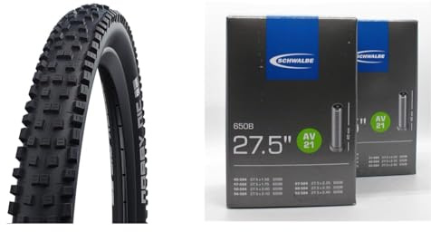 Schwalbe Nobby NIC Fahrradreifen, Schwarz, Einheitsgröße & Unisex-Adult AV21 Fahrradschläuche, Schwarz, 27.5''
