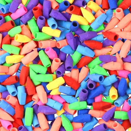 PRALB 1000PCS Pencil Top Eraser Bulk Caps for Pencils,Chisel Shape Erasers Toppers for Party Favors Games Prizes, Pencil Top Erasers Cap for Home School Classroom Office