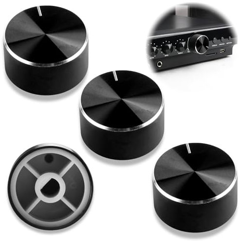 4Pack 6mm Spare Universal Dimmer Knob, Replacement Dimmer Light Switch Control Rotary Knob Alloy-Aluminum Rubber Switch Cap for Lamp Audio Encoder Home Office Car