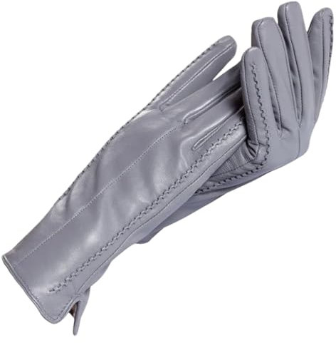 Damen Lederhandschuhe Baumwollfutter Warme Lederhandschuhe, grau, 8.5