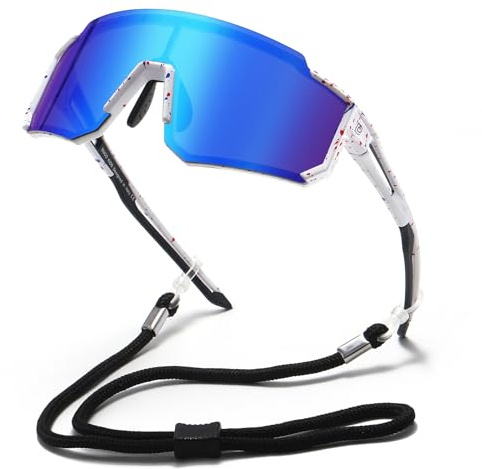 DUCO Lunette de Soleil Enfant Polarisées Sport 8-16 Ans | Verres Polarisés Anti-Éblouissement, Monture Légère, Protection UV400, Unisexe, pour Cyclisme, Course à Pied, Baseball