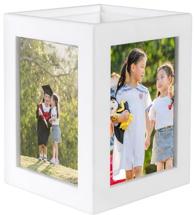 Suanti Photo Cube, Storage Picture Frame For 4 Pictures of 3.5x5 for Home Office Decorative, Multi-Purpose Photo Box Vase, Personalized Photo Gift for Mother's Day, Grandmother, Friend- Acrylic