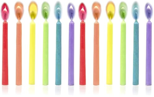 Legami - Candeline con Fiamma Colorata, Ø 0,5 cm, H 6 cm (Supporti in Plastica inclusi), si Accendono dello stesso Colore della Cera di cui sono fatte, 12, in 6 Colori (Confezione da 2)