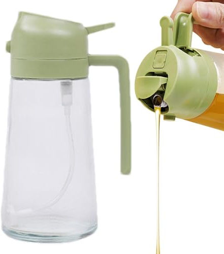Botella pulverizadora de aceite de cocina, botella dispensadora de aceite, dispensadores de aceite 2 en 1, pulverizador de cocina de 470 ml, botella de spray de aceite, recipientes de aceite para