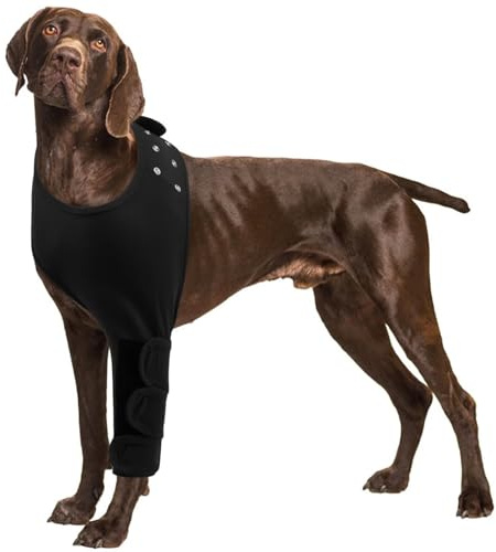 IECOii Dog Recovery Sleeve,Prevent Lick Wound Elbow Brace Protector,Dog Elbow Protector Male Female Dog Leg Surgical Recovery Suit,Soft Dog Leg Wound Joint Protector to Prevent Bite Licking,Black,4XL