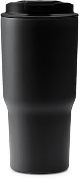 Vaso Térmico antigoteo para café de 600 ml Doble pared de Acero Inoxidable con interior cerámico Termo cafe para llevar Termo pequeño. (NEGRO)