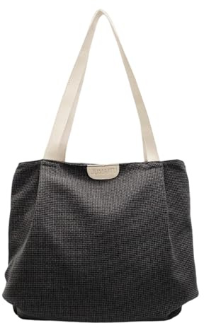 Mabecol Bolso Mujer Shopper Tela Grande Trabajo Universidad Negro