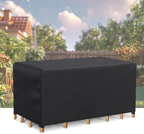 AEXOIO Housse De Table Jardin Rectangulaire 60x40x35cm/Longueur x Largeur x Hauteur Bâche Salon De Jardin Protection Imperméable,Housses pour Mobilier De Jardin avec Cordon De Serrage Réglable