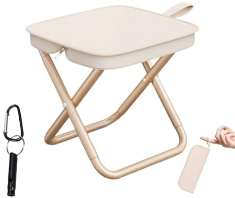 Generisch Tragbarer Hocker Für Bergsteigen Und Wandern, Ultraleichter Campingstuhl, 150 Kg Tragkraft, Leicht Und Dennoch Robust, Angelstuhl Für Wandern, Strand, Camping, Gartenarbeit, Reisen(Beige)