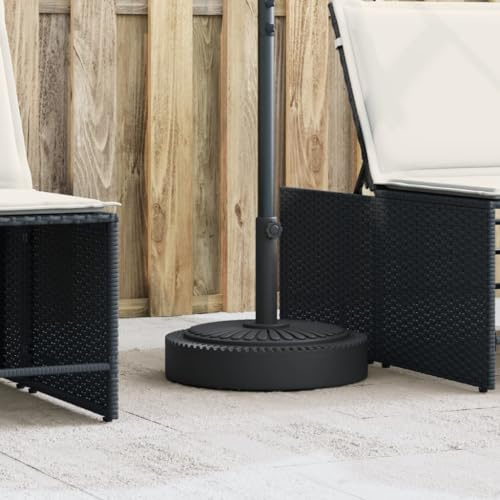 Teenpull svart parasollstativ för Ø 38/48 mm mast, 25 kg rund utomhus uteplats paraplyställ, stabil trädgårdsparaplyfot med adapter, perfekt för terrass och balkong
