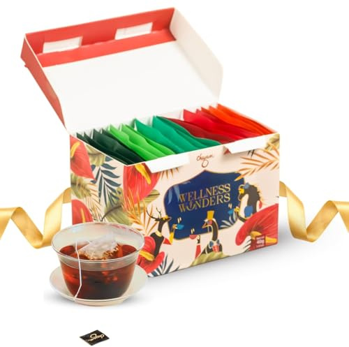 M1SS Tea Wellness Wonders Gift Box – 20 Pyramid Tea Bags in 5 Flavours – Luxury Herbal Tea Set – Whole Leaf Natural Blends – Perfect for Christmas, Birthday, Anniversary & Corporate Gift