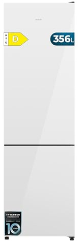 Cecotec Frigorífico Combi 356L Total NoFrost Bolero CoolMarket Combi 356i White Glass D. Alto 200cm, Ancho 59,5cm, Fast Freezing, FreshnessFlex HUB, HumidityFlex HUB, Luz LED y Display Interior