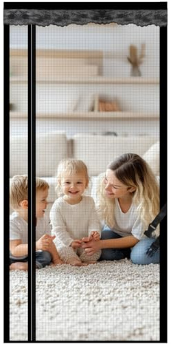 SWAWIS Moustiquaire Porte Magnétique 90 × 210 Cm Installation Facile sans | Installation facile sans perçage, anti-moustiques et insectes, pour fenêtre, baie vitrée coulissante et battante