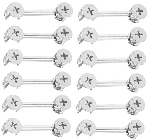 Hohopeti Lot de 20 Sets de Ferrures de Meubles à Came en Métal Connecteurs à Verrouillage à Came 48 MM Kit de Chevilles de Liaison pour Réparation et Assemblage de Meubles Fixations