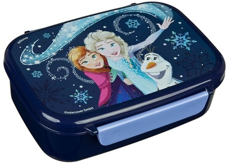 Undercover Fiambrera de Frozen Frozen Anna Elsa Olaf con inserto, sin BPA, fiambrera de plástico para niños, azul, 18 x 13,5 x 6 cm
