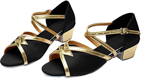 Chaussures de danse pour enfants et filles - Chaussures de danse latine à paillettes - Chaussures de ballet avec semelles souples - Chaussures de princesse - Chaussures habillées élégantes