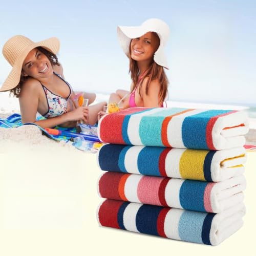 Casa Copenhagen Bora Bora Strandtücher, entworfen in Dänemark. Rau und robust, schnelltrocknend, für Pool, Bad und Dusche. 76x152 cm. 4-teiliges Handtuchset aus Baumwolle - Rosa, Rot, Gelb, Türkis