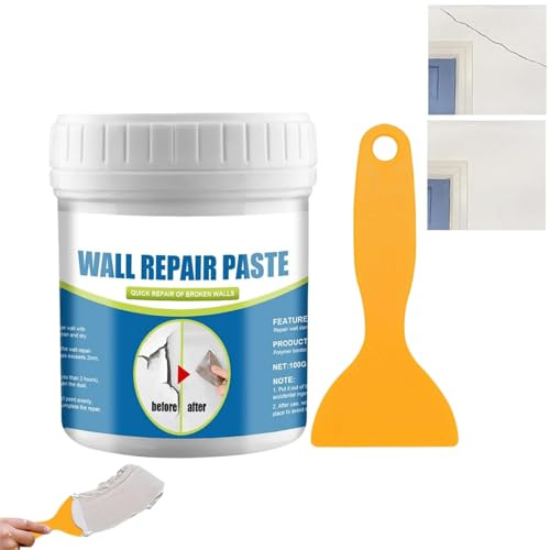 Wall Repair Kit,Wall Repair Paste,W-All Mending Agent, W-All Re-Pair Cream,For Holes,Cracks In Plasterboard,Drywall & Brick - Includes Scraper For Stain Cover & Corner Re-Pair,Gap Filler For Walls