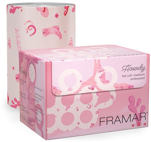 FRAMAR Papel Mechas Peluqueria - Papel Aluminio Peluqueria, Láminas para el Cabello Largo con Textura en Relieve Antideslizante para Estilistas de Cabello – Howdy - 97,5 metros