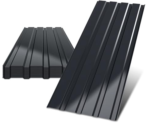 ISOISL 24x Trapezblech Profilblech 115 x 45 cm, 12,42 m², Dachblech Glattfläche Wellblechplatten für Dach 0,25 mm, Wetterfest, Geeignet für Garage, Schuppen, Handschuhe, Anthrazit