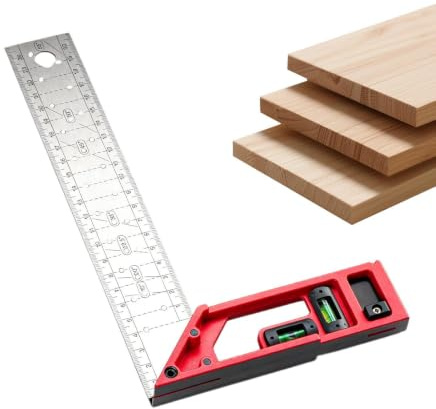 Square Ruler Tool | Multi-function Right Angle Measuring Ruler | 90 Degree Precision Square | for Furniture Cupboard Closet Wardrobe Chair Table Construction Carpentry Projects