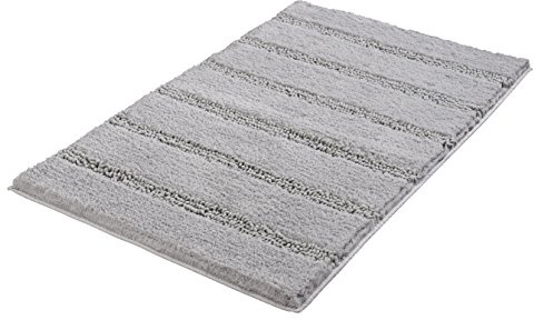 Kleine Wolke Badteppich Monrovia Platinfarben 70 x 120 cm | OEKO-TEX zertifiziert, rutschhemmende Unterseite, für Fußbodenheizung, maschinenwaschbar, 100% Polyester