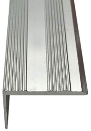 Grandismo® 3ft - Stair Edging - Self Adhesive Stick Down - Edge Nosing Tread Strip - Tile/Laminate/Wood Aluminium to Vinyl - Threshold Metal Door Trim - Silver