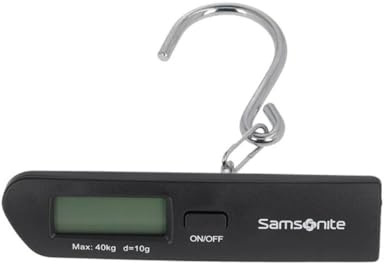 Samsonite Global TA – Bilancia digitale per bagagli con gancio, display LCD preciso, compatta e portatile, bilancia digitale per bagagli per valigie e borse da viaggio, Nero