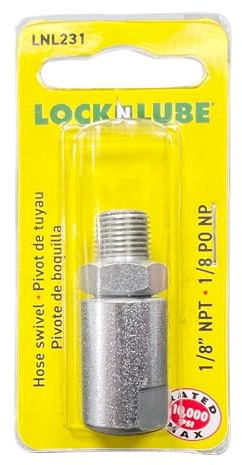 LockNLube LNL231 1/8 NPT In-Line Grease Hose Swivel - Fits all brands of manual grease gun
