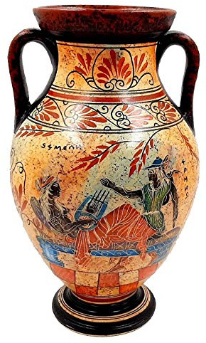 Griechische Keramikvase, Amphore, 26 cm, Achilles mit Hektor und Hermis mit Semele