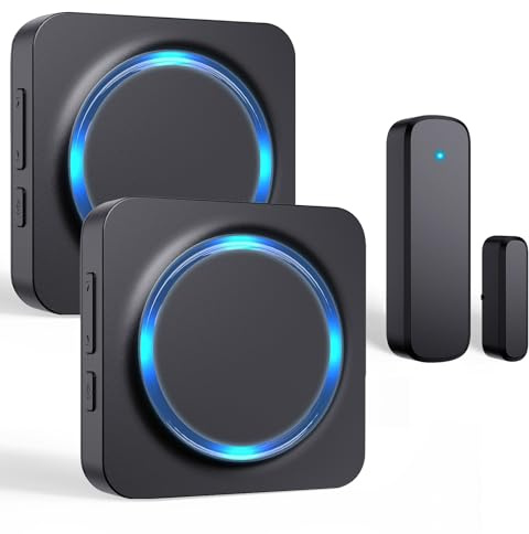Door Chime, Door Chimes When Door Opens, Door Sensor Door Open Alarm with 600 FT Range, 32 Chimes 5 Adjustable Volume, Door Ringer Alert for Business/Home/Kids When Entering (2Receivers+1Sensor)