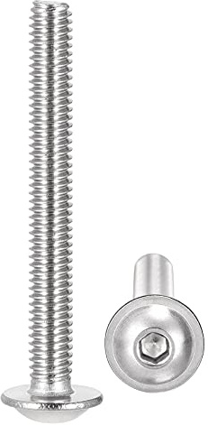 sourcing map 50 Stück Flansch Rundkopfkantschrauben, M4*35mm Sechskant Antriebsschraube, 304 Edelstahl Verschluss Bolzen, Vollgewinde Maschinenschraube