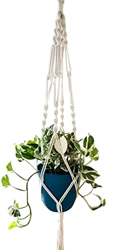 LAOJU Suspension Plante en Macramé Pot de Fleurs Suspendu Intérieur Corde en Coton Suspension Plante Panier Plant Hangers avec 1 Crochet de Suspension pour Décoration D'intérieur et Jardin