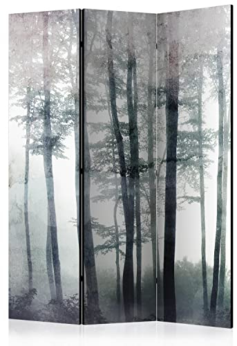 murando Akusticher Raumteiler Wald Bäume Foto Paravent 135x172 cm beidseitig auf Vlies-Leinwand Bedruckt Akustikschaum Trennwand Spanische Wand Sichtschutz Home Office Betonoptik b-C-0986-z-b
