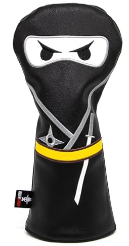 Golfschlägerhaube, 3 Holzschlägerhaube, Ninja-Design, Magnetverschluss, Elegante Stickerei, Premium-Leder, Fahrer, Fairway-Holz, Hybrid-Klinge, Schlägel, Putterabdeckung, Holzkopfabdeckung