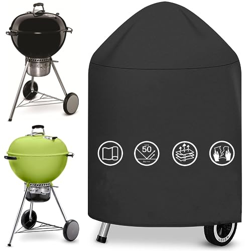 Grillabdeckung wetterfest für Kugelgrill, Grill Abdeckhaube Holzkohlegrill Grillabdeckung Regendicht BBQ Abdeckung Cover Schutzhülle Haube Staubdicht Rund Abdeckplane Grillschutz - Ø71x68cm