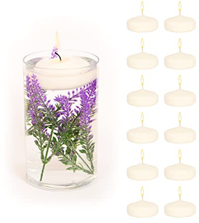 TB Decoration Scented Floating Candles 3 Inch for Centerpieces Water Candles Vanilla Scented Set of 12 for Wedding Outdoor Events |Up to 11 Hour| Pool Romantic Dinner Party Ceremony (Vanilla)