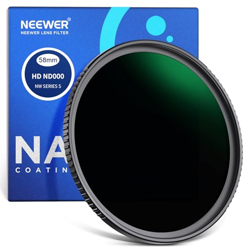 Neewer 58mm ND Filter ND1000 10 Stops Neutral Density Filter Multi Layer Coated/HD Optical Glass/Water Repellent/Scratch Resistant/Ultra Slim Black Matte Frame for Long Exposure