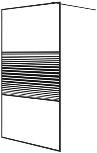 vidaXL Duschwand für Walk-In Dusche Duschabtrennung Duschtrennwand Duschkabine Duschtür Eckeinstieg Trennwand Schwarz 115x195cm ESG-Glas Klar