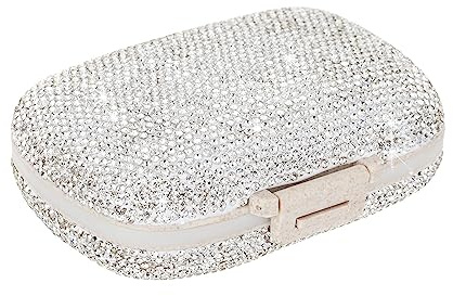 EveryBling Medicine Organizer 8 Compartments Portable Travel Pill Organizer Crystal Small Pill Box Weekly Pill Container Daily Pill Holder Case for Vitamins,Cod Liver Oil, Supplement(Silver)