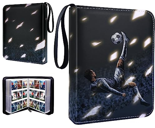 Sammelalbum für Fußballkarten - Trainer Album, Kartenhalter, Ordnerbuch für Fußball, 400 Karten Kapazität, Schwarz