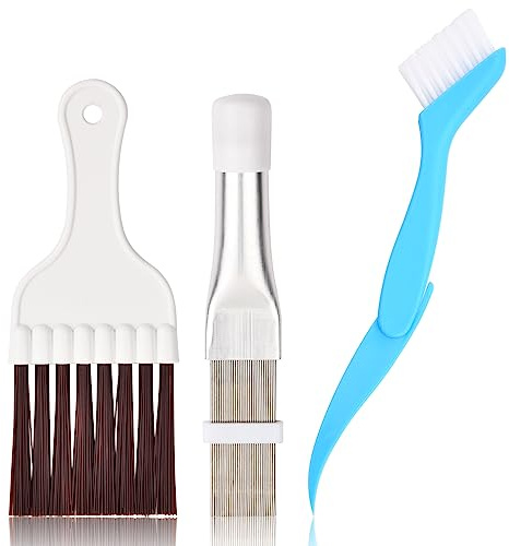 3Pcs Peigne de Climatiseur avec Brosse de Nettoyage Condenseur en Acier Inoxydable - Brosse pour Nettoyer Le Radiateur et l'Évaporateur
