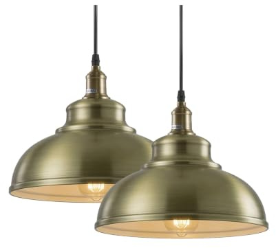 DC VOLTAGE Vintage Retro Style Green Brass 29W x 23H Ceiling Metal Pendant Lamp