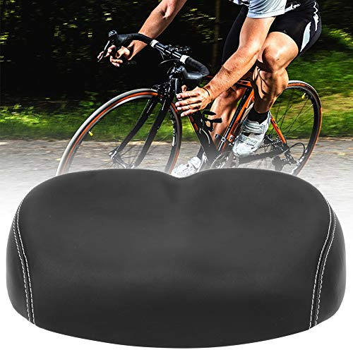 Fahrrad-Nasenloses Fahrrad, Schwarzes PU-Leder, Breiter, Bequemer, Atmungsaktiver, Dämpfender, Weicher Fahrradsattel (Schwarz)