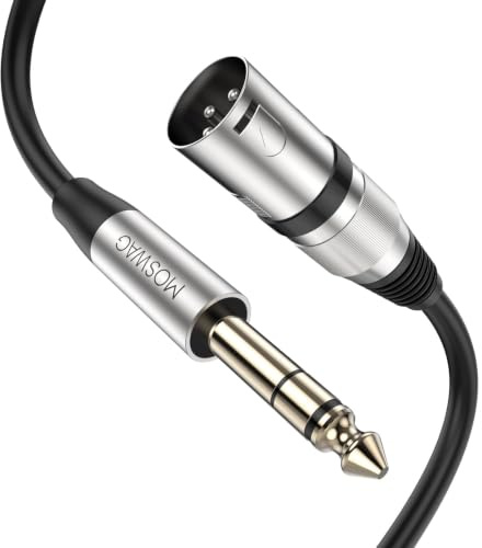 MOSWAG 6.35mm TRS to XLR Male Balanced Audio Mic Cable 2M | Metal Housing Fit Mic Mixer Guitar Amp Monitor PA Speaker