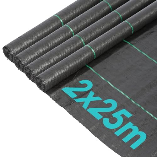 Harbour Housewares 1x Schwarz 2m x 100m 110gsm Unkrautbekämpfungsmembran - Schwerlast Plastik Garten Stoff Gras Bodendecker Liner Barriere Blatt Rollen