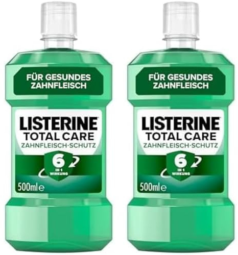 LISTERINE Total Care Zahnfleisch-Schutz (500 ml), schützende Mundspülung gegen Zahnfleischprobleme mit 6 in 1 Wirkung, antibakterielles Mundwasser stärkt die Zähne, bis zu 24h frischer Atem