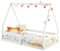 IDIMEX Letto per bambini LUSIA a forma di casa, 80 x 160 cm, bianco, in legno di pino con protezione anti-caduta, ideale per dormire e giocare, letto a pavimento, Montessori