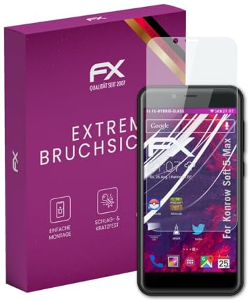 atFoliX Protection Écran Film de verre en plastique compatible avec Konrow Soft 5 Max Verre film protecteur, 9H Hybrid-Glass FX Protection Écran en Verre trempé de plastique